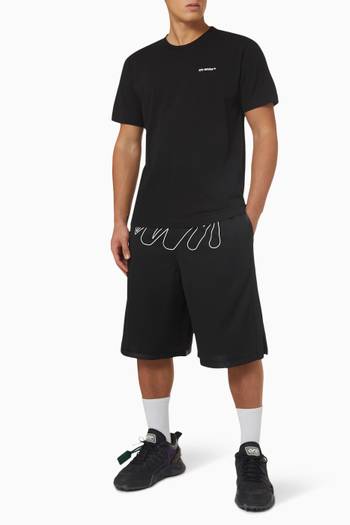 hover state of Wave Outline Diagonal Shorts in Mesh