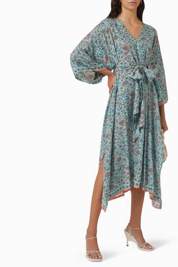 hover state of Marin Printed Midi Dress in Rayon