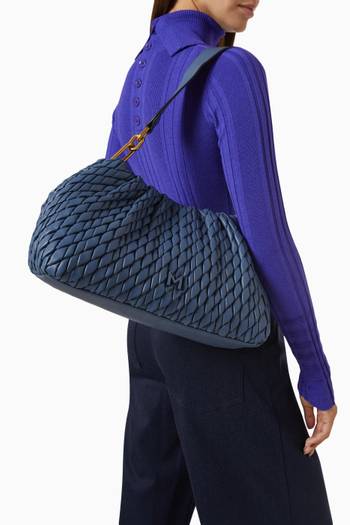 hover state of Gift Shoulder Bag in Pleated Faux Leather
