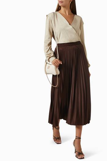 hover state of Domino Pleated Midi Skirt