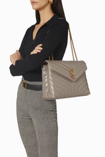 hover state of Medium Loulou Bag in "Y" Matelassé Leather