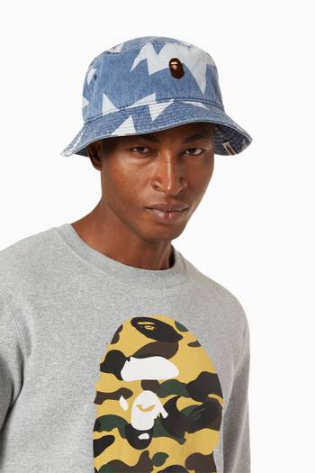 hover state of Star Pattern Bucket Hat in Denim