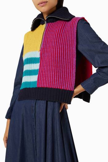 hover state of Abbozzo Colour-block Vest in Wool-blend