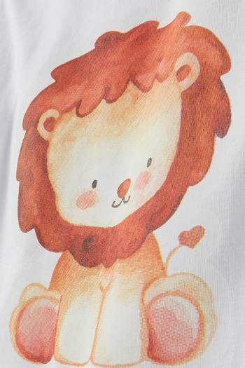 hover state of Lion Print T-shirt in Cotton