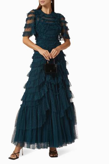 hover state of Marilla Ruffled Gown in Recycled Tulle