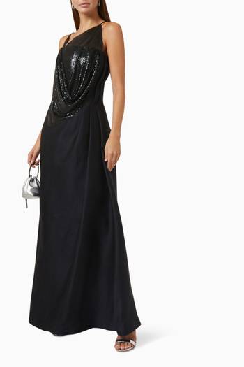 hover state of Draped Embellished Gown in Stretch-rayon