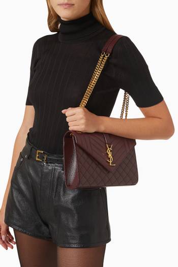 hover state of Medium Envelope Chain Shoulder Bag in Matelassé Leather