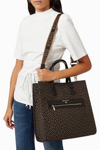 hover state of Large Kempner Tote Bag in Logo Jacquard Canvas