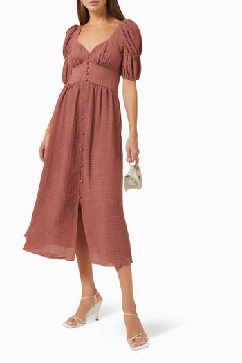 hover state of Angeia Midi Dress in Textured Crepe