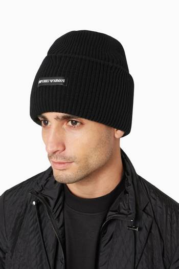 hover state of Small EA Logo Beanie in Knit