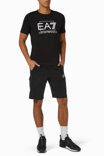 hover state of EA7 Macro Logo T-shirt in Cotton Jersey