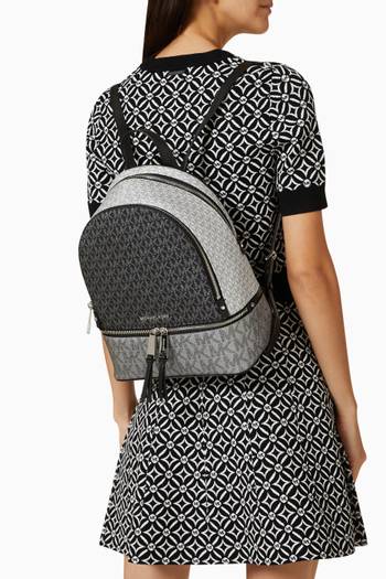 hover state of Medium Rhea Zippered Backpack in Signature Monogram Canvas