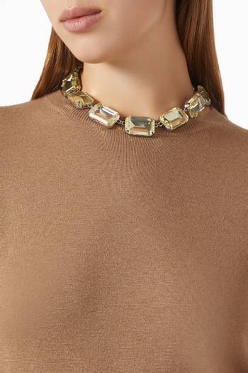 hover state of Crasso Chaton Necklace in Metal & Glass