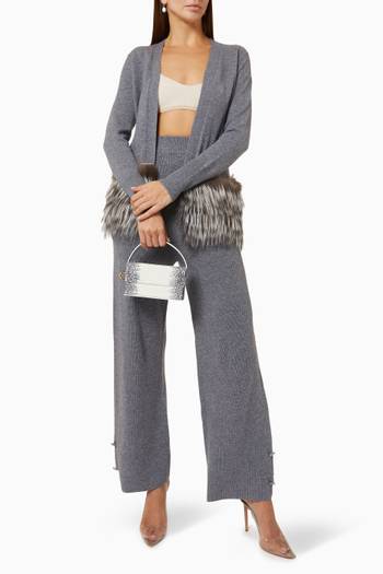 hover state of Fox Fur-trim Cardigan in Merino Wool & Cashmere