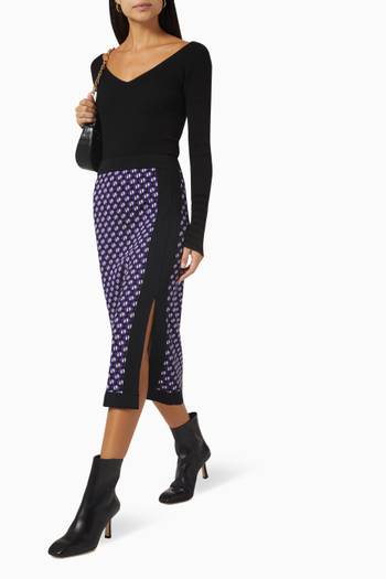hover state of Facella Patterned Midi Skirt in Wool-blend