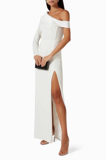 hover state of Drop Shoulder Evening Gown in Crepe