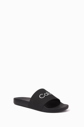 hover state of Logo Pool Slide Sandals in Recycled Rubber