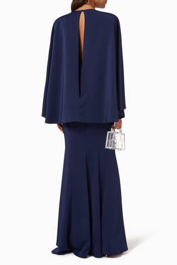 hover state of Glitter Mesh Sleeves Cape Gown