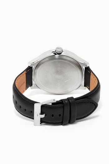 hover state of Hampton Automatic Quartz Stainless Steel & Leather Watch, 46mm