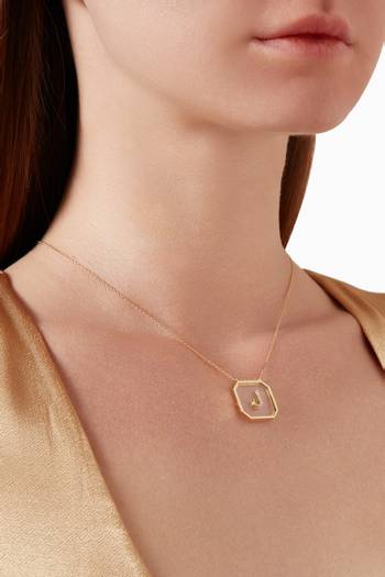 hover state of "L" Letter Diamond Necklace in 18kt Yellow Gold