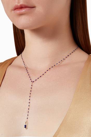 hover state of Y Paper Clip Bead Necklace in 18kt Yellow Gold