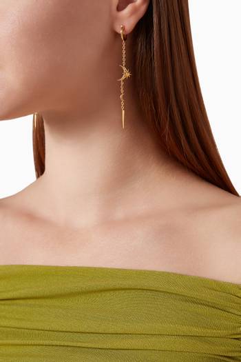 hover state of Spike Moon Drop Earrings in 14kt Gold Vermeil