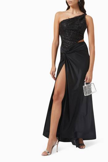 hover state of One-shoulder Gown in Jersey