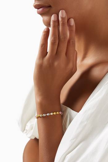 hover state of Rainbow Pear-cut Tennis Bracelet in 18kt Gold
