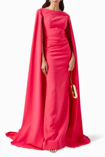 hover state of Cape Maxi Gown in Stretch-crepe