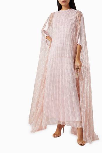 hover state of Ola Pleated Cape Maxi Kaftan in Lace & Lurex-blend