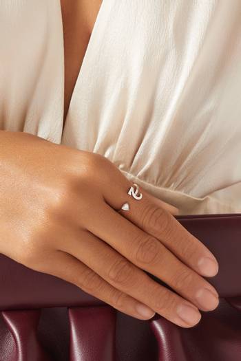 hover state of Glam Your Initial Diamond Ring in 18kt White Gold