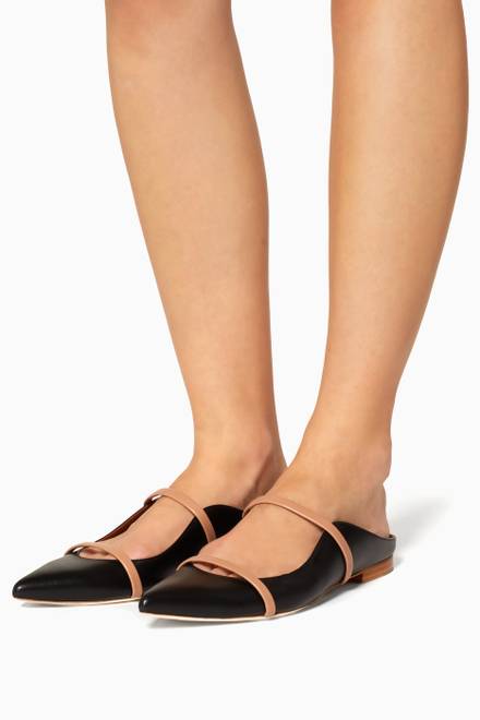 hover state of Black Maureen Leather Flats