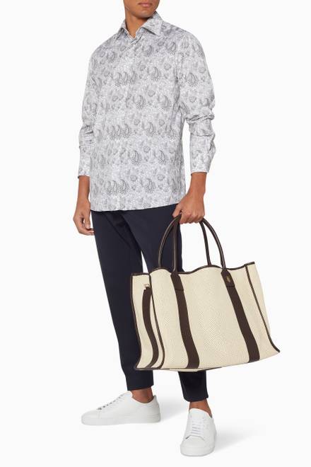 hover state of White & Brown Elektra Tote Bag 