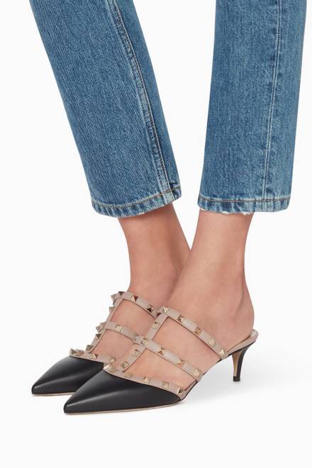 hover state of Rockstud Cage Leather Mules