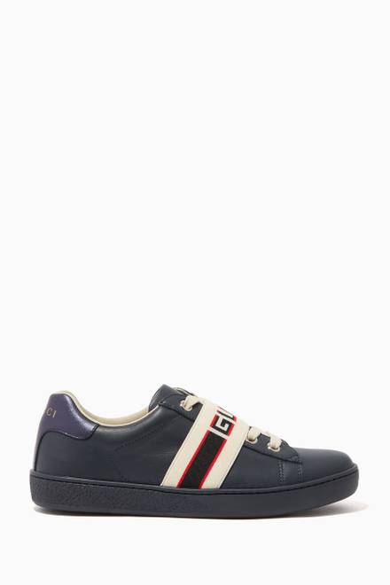 hover state of Ace Gucci Stripe Leather Sneakers              
