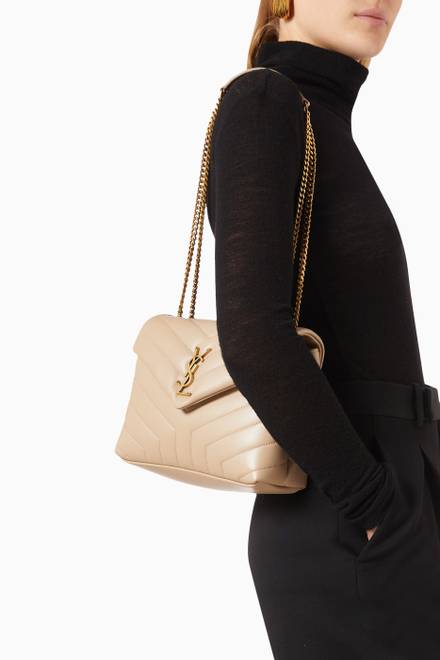 hover state of Small Loulou Bag in "Y" Matelassé Leather         
