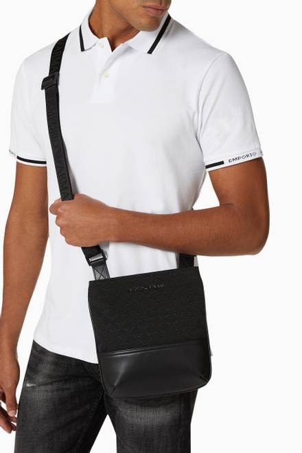hover state of EA Monogram Messenger Bag in Eco Leather