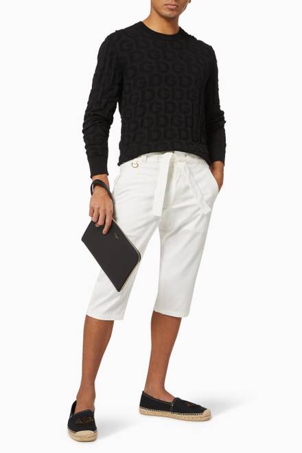 hover state of Drawstring Mid-length Shorts in Stretch Gabardine  
