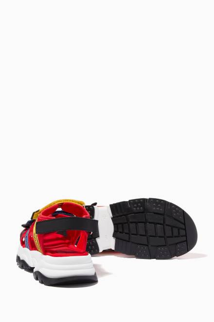 hover state of Trekking Sandals with Jacquard Logo in Mesh   