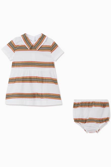 hover state of Icon Stripe Cotton Dress with Bloomers  