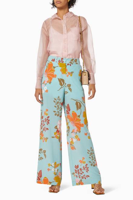 hover state of Nastro Floral Trousers in Muslin 