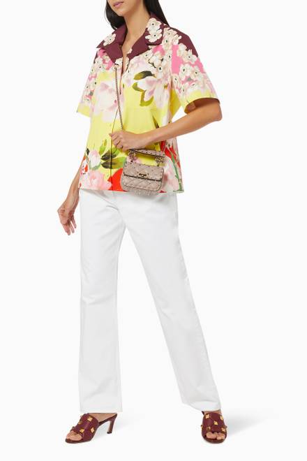 hover state of Flying Flowers Shirt in Cotton Silk Blend 