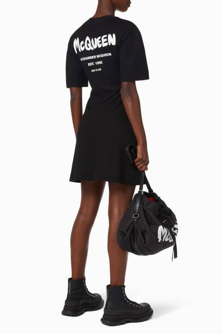 hover state of McQueen Graffiti T-shirt Dress in Cotton Jersey        