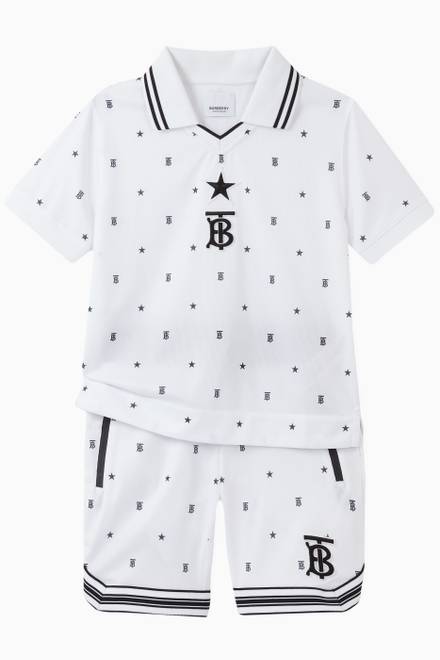 hover state of Star & Monogram Motif Jersey Mesh Polo Shirt 