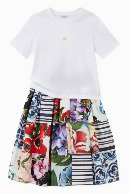 hover state of Patchwork Cotton Poplin Circle Skirt   