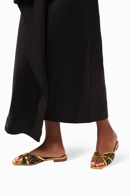hover state of x Ounass Perla Flats in Metallic Nappa     