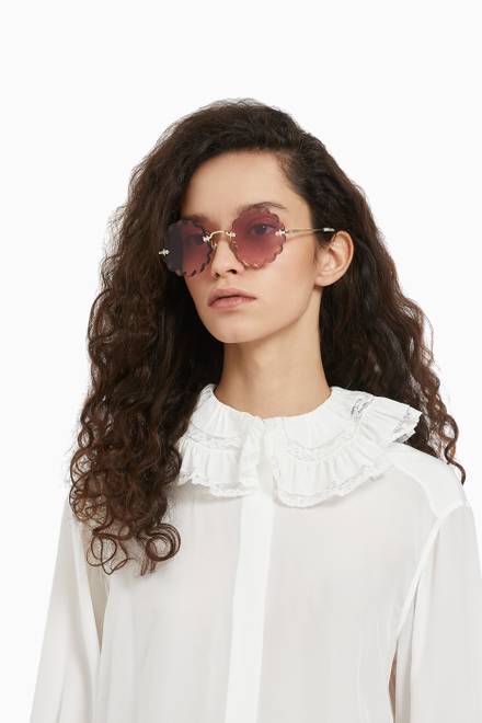 hover state of Rosie Petite Round Sunglasses in Metal 