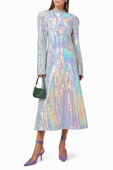 hover state of Midi Dress in Holographic Jersey   