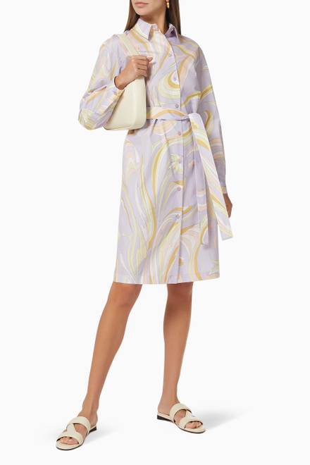 hover state of Vortici Print Shirt Dress in Cotton
