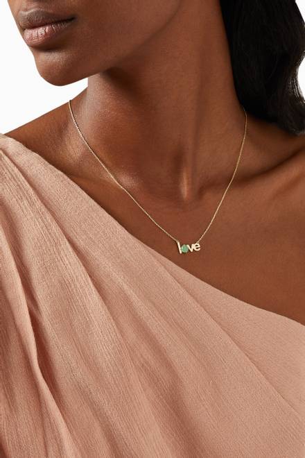 hover state of Love Necklace with Chrysoprase in 14kt Yellow Gold  